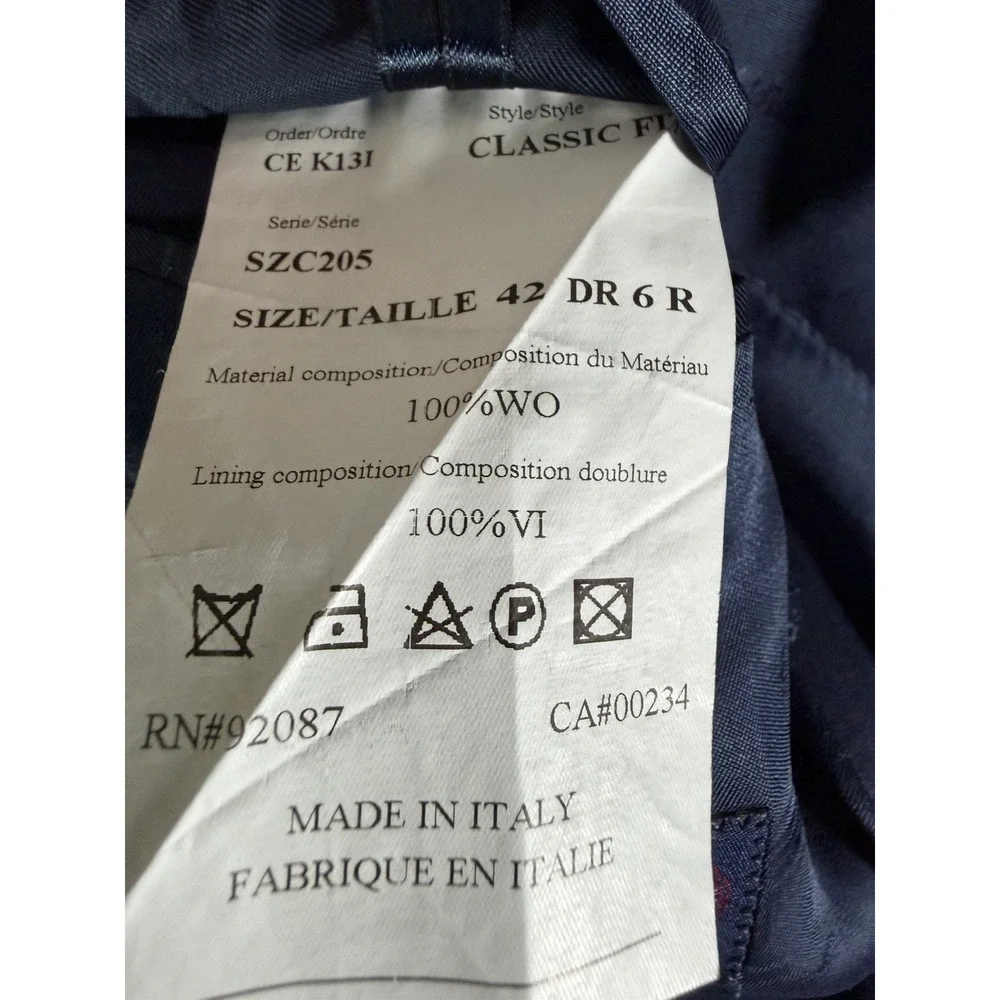 Ermenegildo Zegna Traveller Saks 100% Wool Blazer Blue Windowpane 42R Italy Made